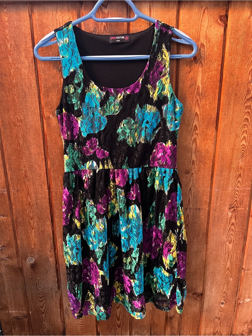 Candy Couture Multicolour Floral Lace Fit Flare Skater Dress Size M